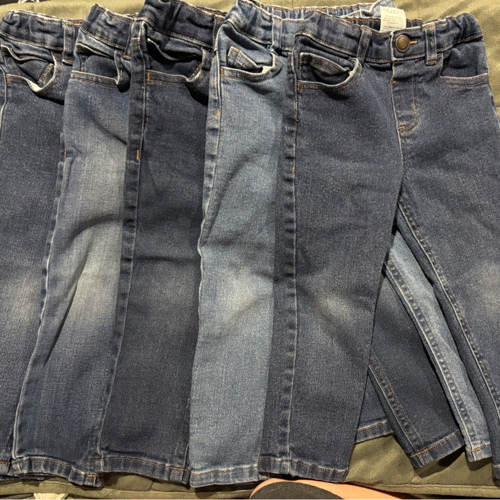 Stack of Classic Blue Denim Jeans